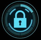 A blue lock on a black background

Description automatically generated